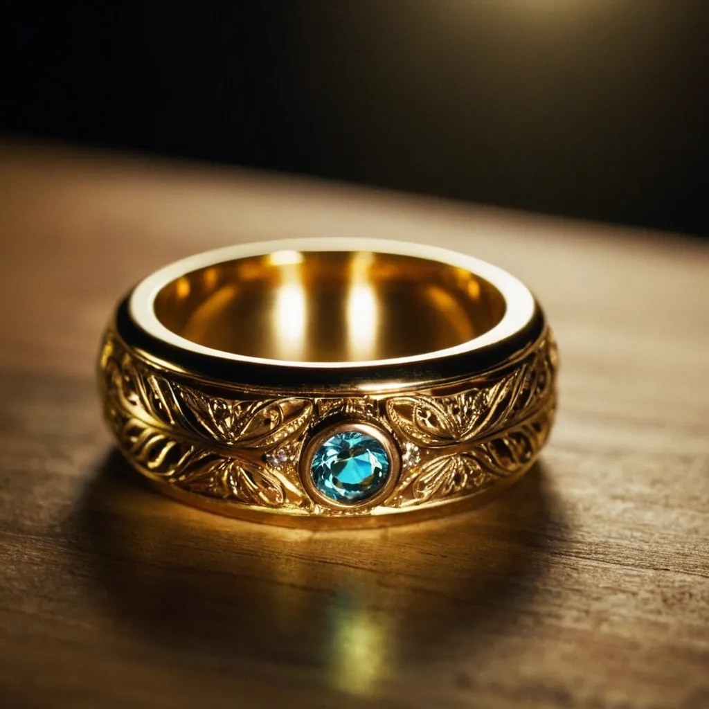 detailed photo of golden ring