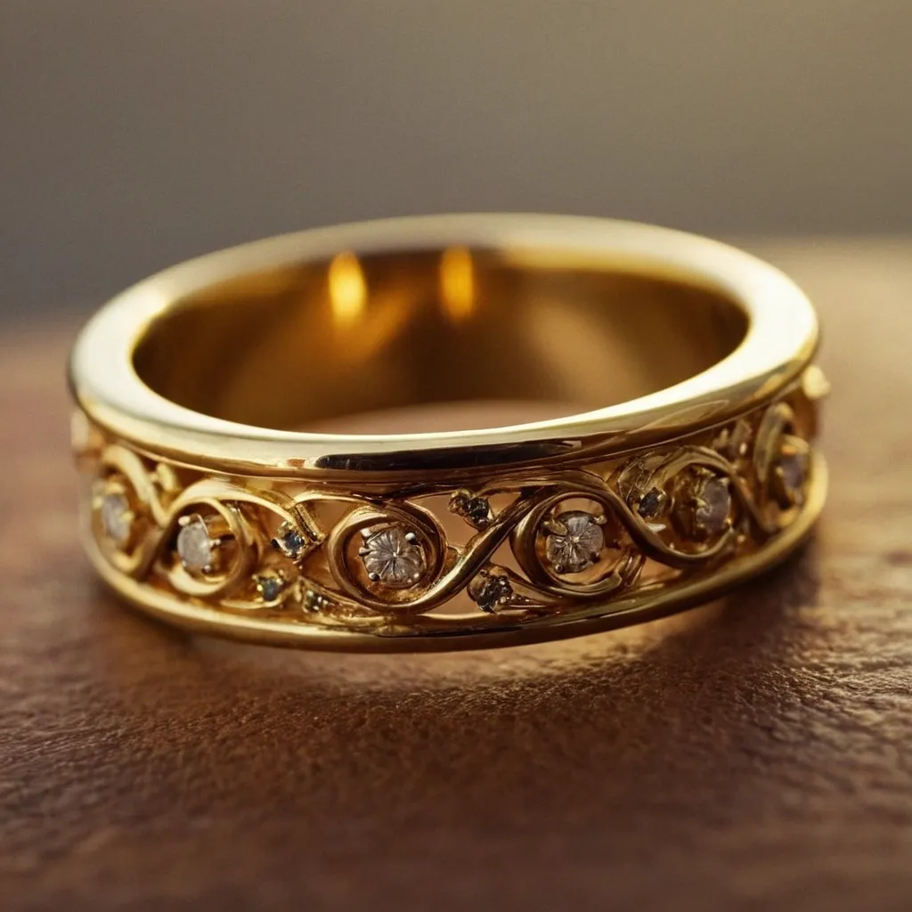 detailed photo of golden ring