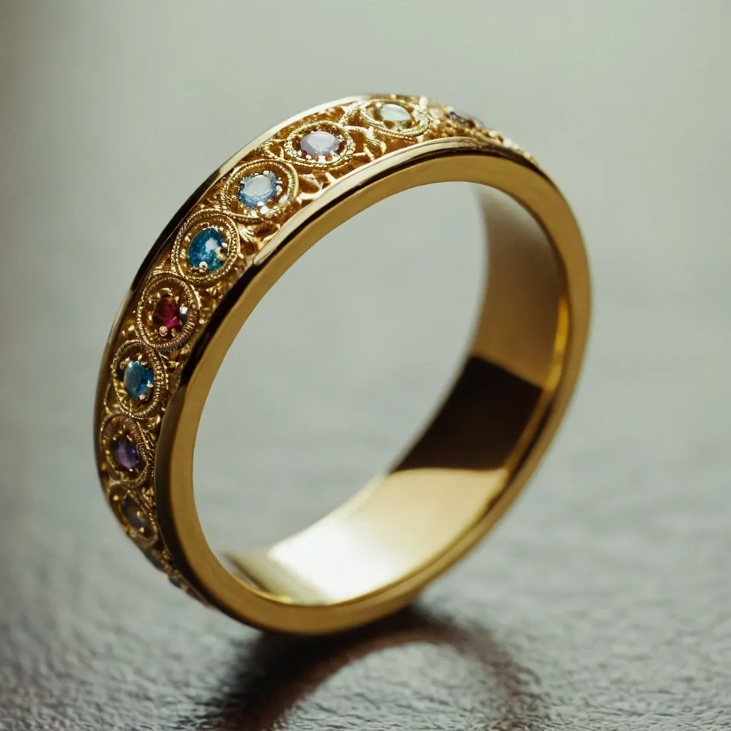 detailed photo of golden ring