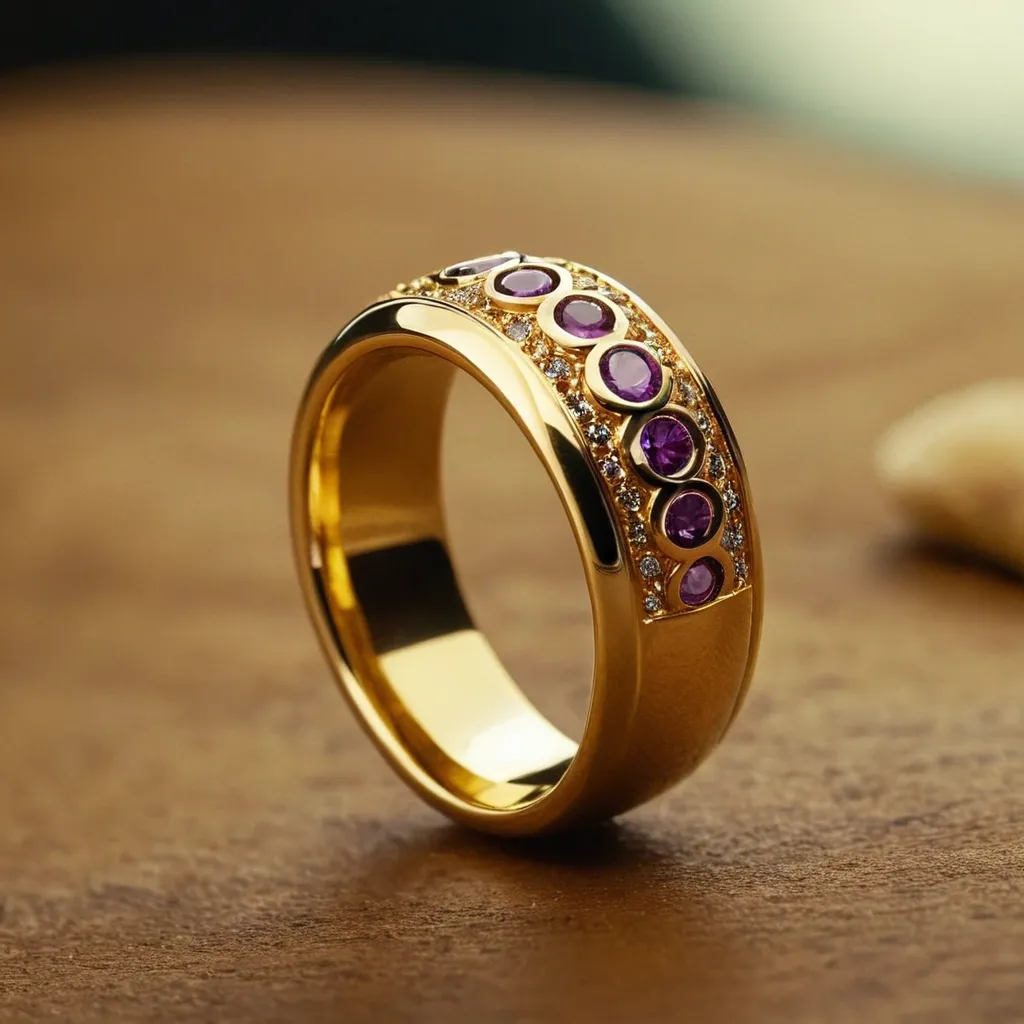detailed photo of golden ring