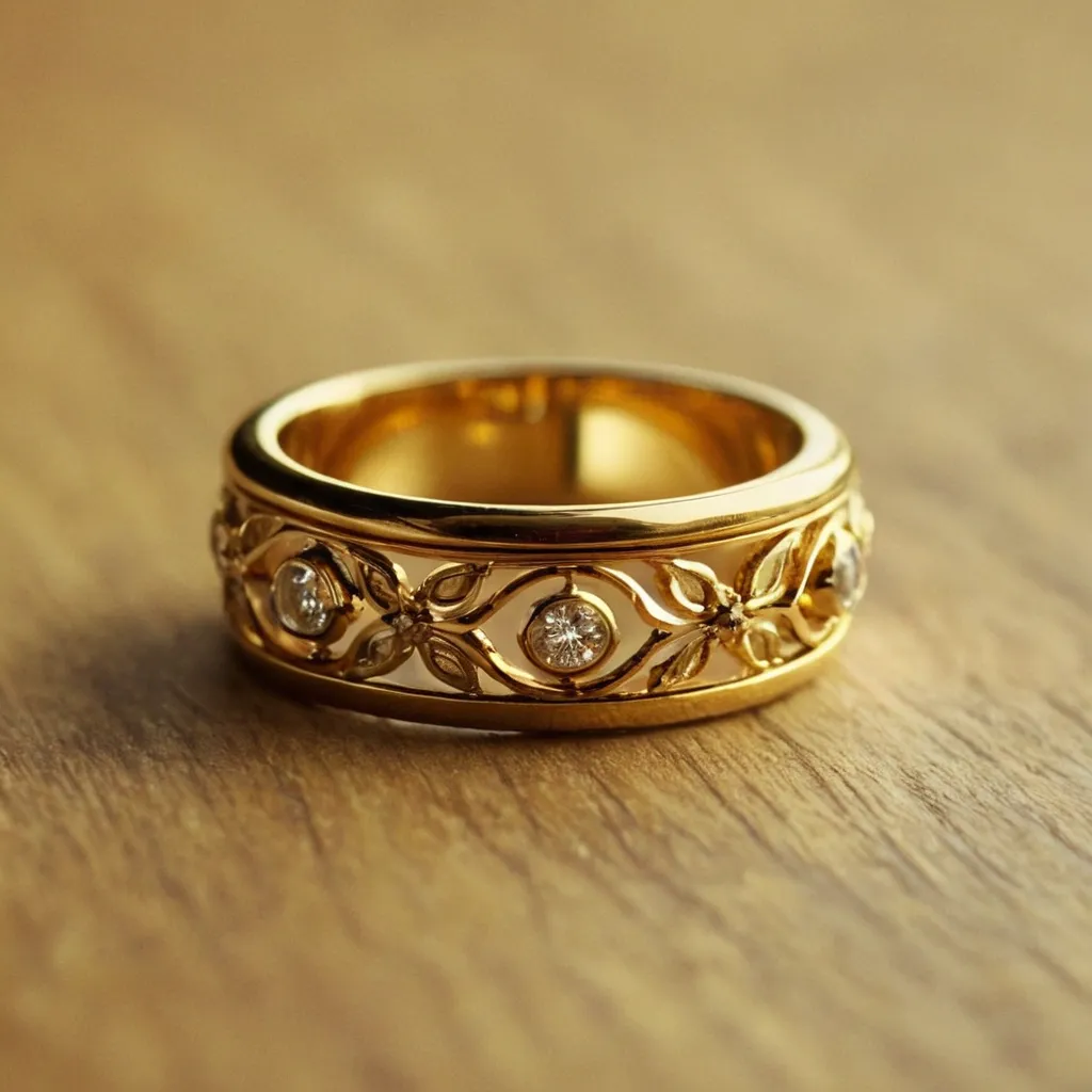 detailed photo of golden ring