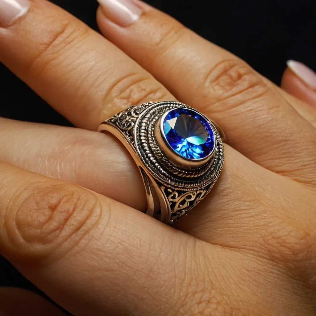 detailed photo of silver ring