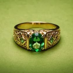 photo of #3 golden ring with green gem
