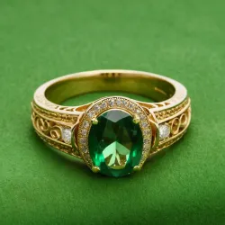 photo of #3 golden ring with green gem