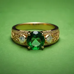 photo of #3 golden ring with green gem