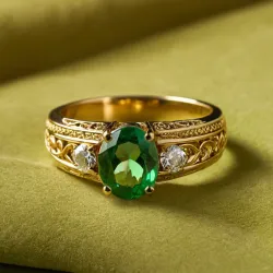 photo of #3 golden ring with green gem