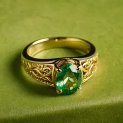 photo of #3 golden ring with green gem