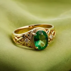 photo of #3 golden ring with green gem