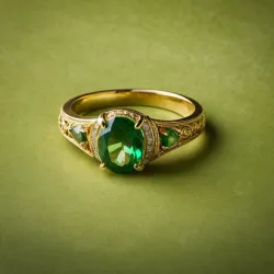 photo of #3 golden ring with green gem