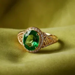 photo of #3 golden ring with green gem