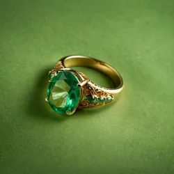 photo of #3 golden ring with green gem
