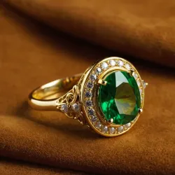 photo of #3 golden ring with green gem