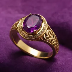 photo of #4 golden ring with purple gem