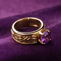 photo of #4 golden ring with purple gem