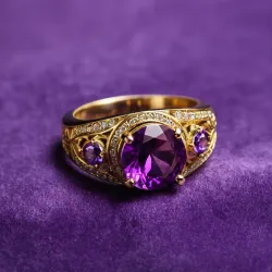 photo of #4 golden ring with purple gem