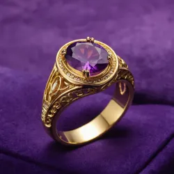 photo of #4 golden ring with purple gem