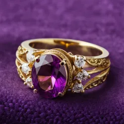 photo of #4 golden ring with purple gem