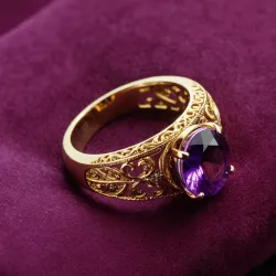 photo of #4 golden ring with purple gem