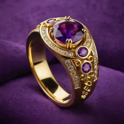 photo of #4 golden ring with purple gem