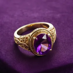 photo of #4 golden ring with purple gem