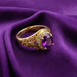 photo of #4 golden ring with purple gem