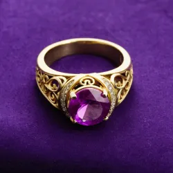 photo of #4 golden ring with purple gem