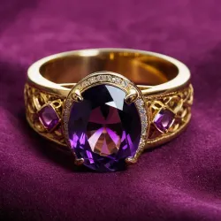 photo of #4 golden ring with purple gem