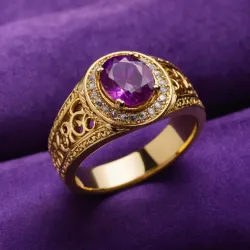 photo of #4 golden ring with purple gem
