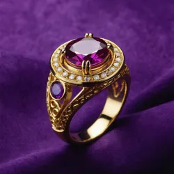 photo of #4 golden ring with purple gem