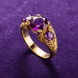 photo of #4 golden ring with purple gem