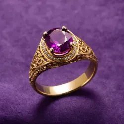 photo of #4 golden ring with purple gem