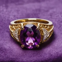 photo of #4 golden ring with purple gem