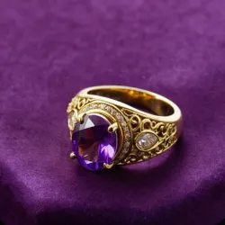 photo of #4 golden ring with purple gem