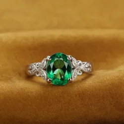 photo of #5 silver ring with green gem