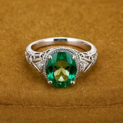photo of #5 silver ring with green gem