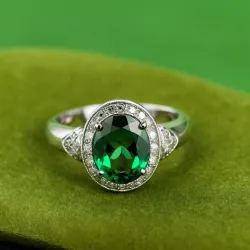 photo of #5 silver ring with green gem