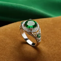 photo of #5 silver ring with green gem