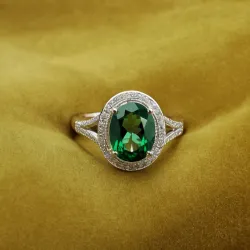 photo of #5 silver ring with green gem