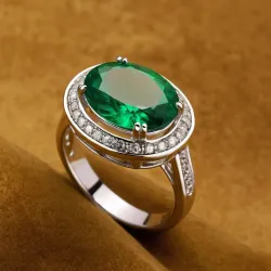 photo of #5 silver ring with green gem
