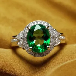 photo of #5 silver ring with green gem
