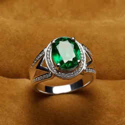 photo of #5 silver ring with green gem