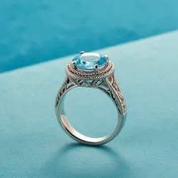 photo of #6 silver ring with light blue gem