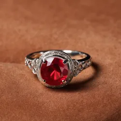 photo of #7 silver ring with light red gem