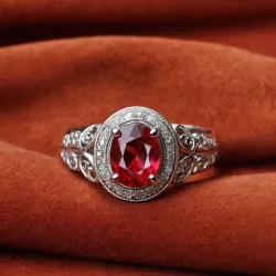 photo of #7 silver ring with light red gem