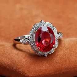 photo of #7 silver ring with light red gem
