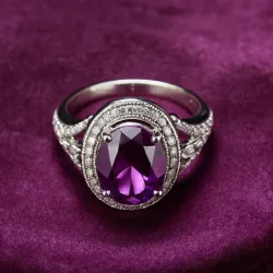 photo of #8 silver ring with purple gem