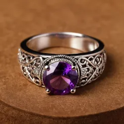 photo of #8 silver ring with purple gem