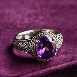 photo of #8 silver ring with purple gem