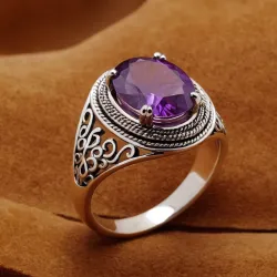 photo of #8 silver ring with purple gem
