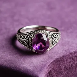 photo of #8 silver ring with purple gem